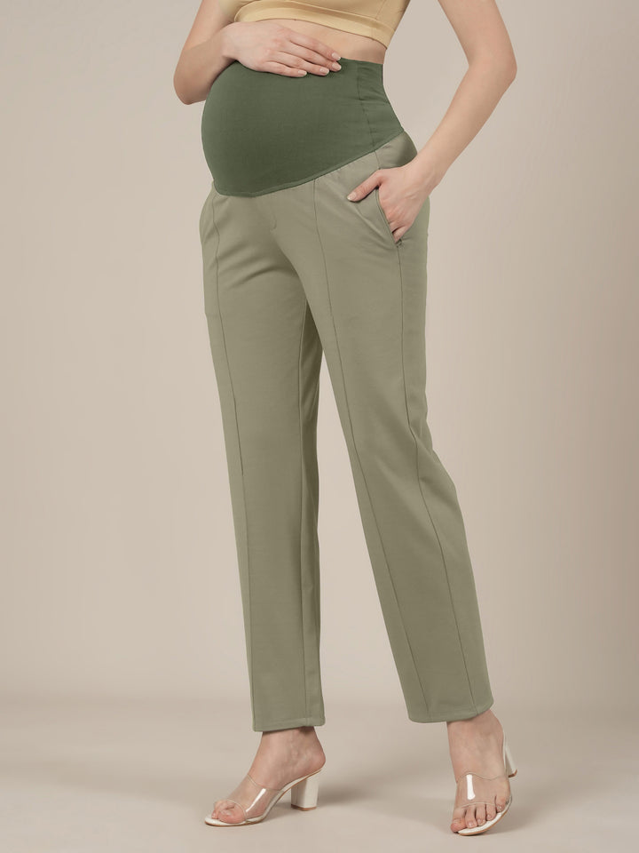 Green Maternity Stretchy Straight Pants