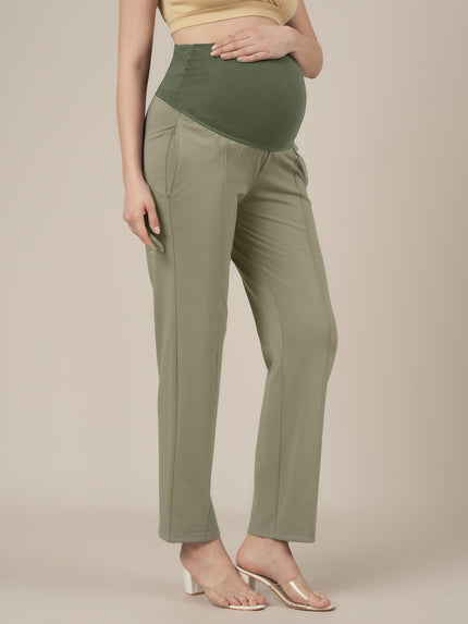 Green Maternity Stretchy Straight Pants