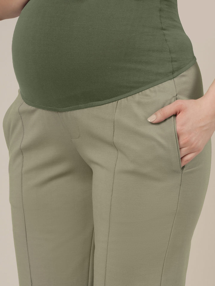 Green Maternity Stretchy Straight Pants