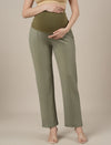 Green Maternity Stretchy Wide Leg Pants