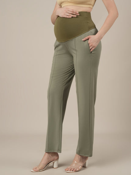 Green Maternity Stretchy Wide Leg Pants