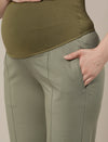 Green Maternity Stretchy Wide Leg Pants