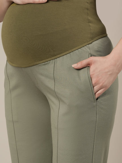 Green Maternity Stretchy Wide Leg Pants