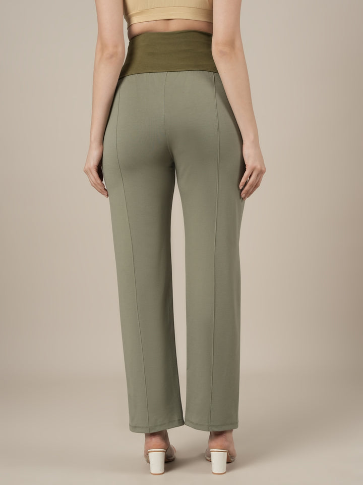 Green Maternity Stretchy Wide Leg Pants