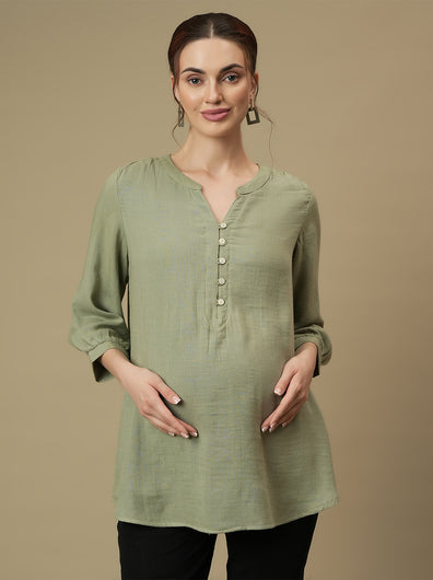 Green Maternity Tunic Top