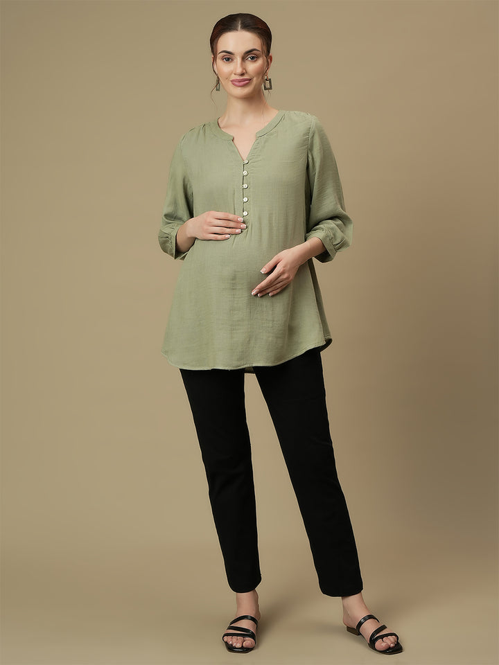 Green Maternity Tunic Top