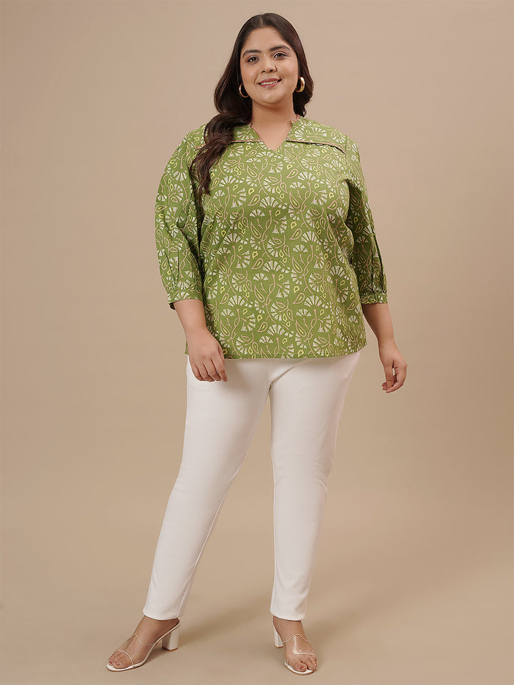 Green Plus Size Floral Top
