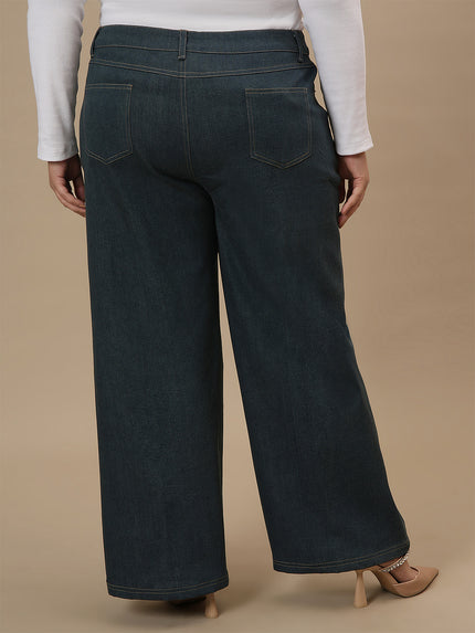 Green Plus Size Wide Leg Jeans