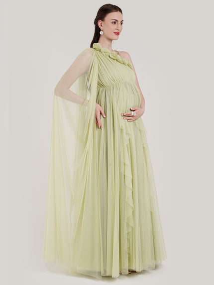 Buy Green Ruffle Maternity Gown Buy Green Ruffle Maternity Gown