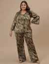 Green Satin Plus Size Co-Ord Set