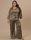 Green Satin Plus Size Co-Ord Set