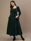 Green Woolen Maternity Gown with Belt