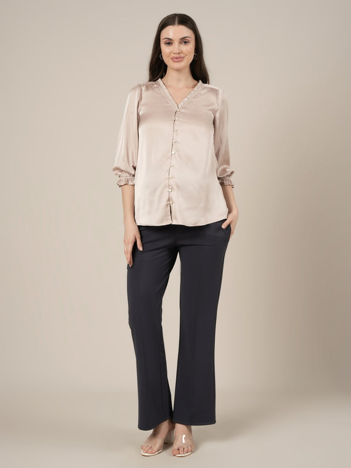 Grey Maternity Pintuck Bootcut Pants