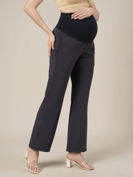 Grey Maternity Pintuck Bootcut Pants