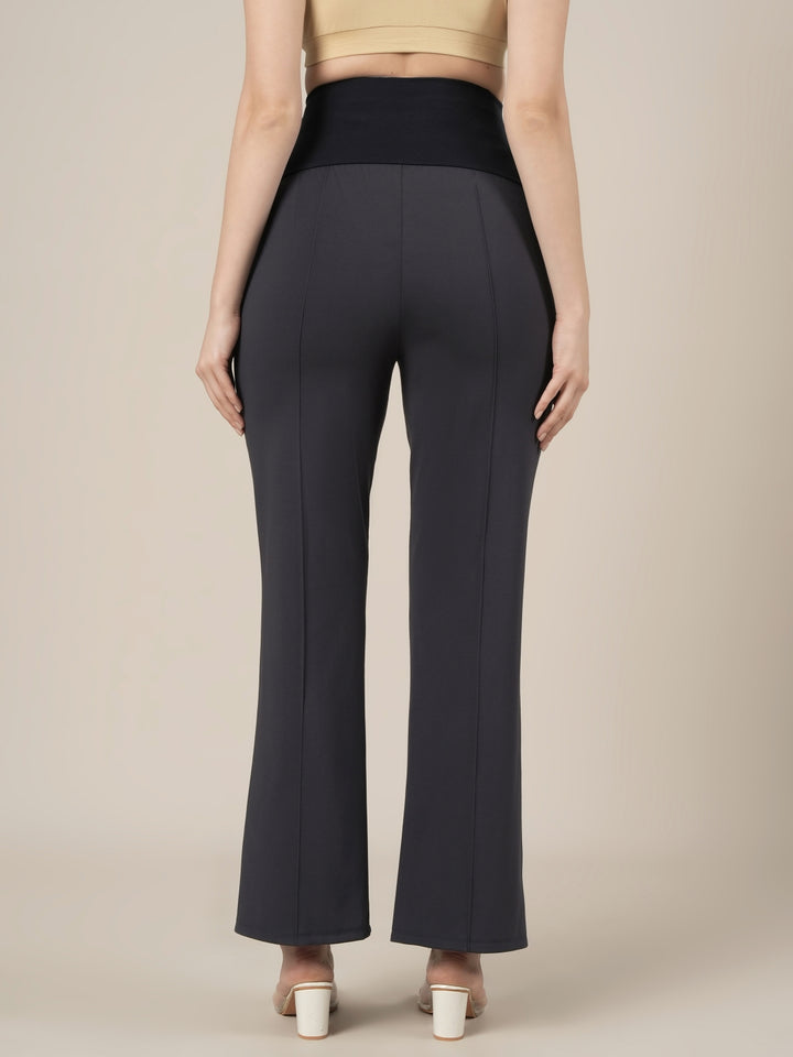 Grey Maternity Pintuck Bootcut Pants