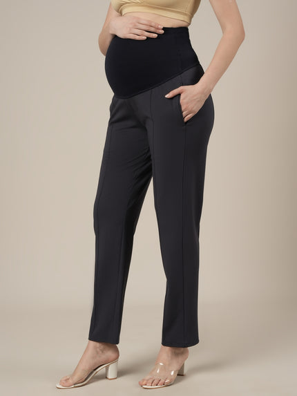 Maternity Pintuck Tapered Fit Pants-Grey