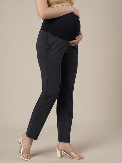 Maternity Pintuck Tapered Fit Pants-Grey