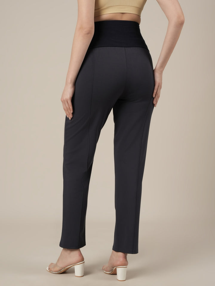 Maternity Pintuck Tapered Fit Pants-Grey