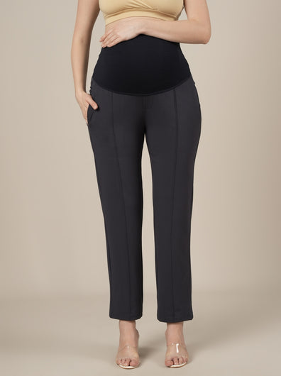 Grey Maternity Stretchy Straight Pants