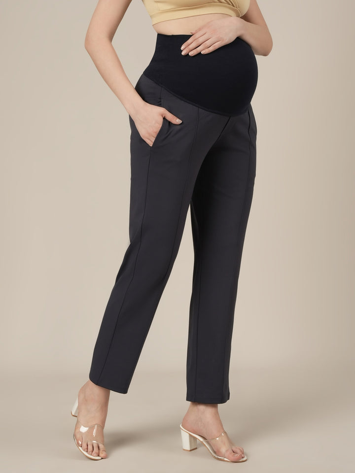 Grey Maternity Stretchy Straight Pants