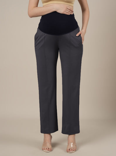 Grey Maternity Stretchy Wide Leg Pants