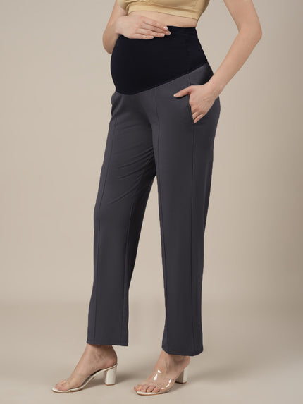 Grey Maternity Stretchy Wide Leg Pants