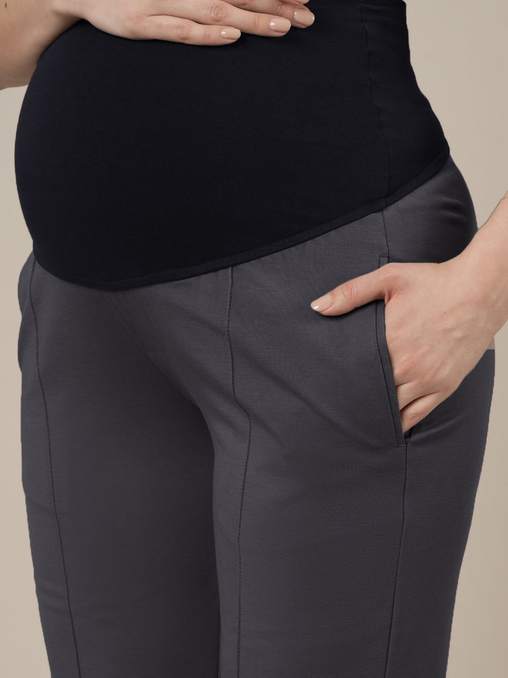 Grey Maternity Stretchy Wide Leg Pants