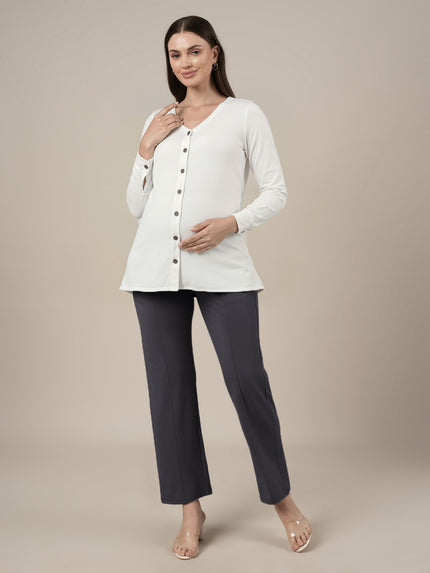 Grey Maternity Stretchy Wide Leg Pants