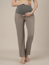 Stretchy Cotton Straight Fit Maternity Trousers-Grey