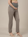 Stretchy Cotton Straight Fit Maternity Trousers-Grey