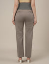 Stretchy Cotton Straight Fit Maternity Trousers-Grey