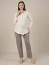 Stretchy Cotton Straight Fit Maternity Trousers-Grey