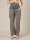 Maternity Stretchy Cotton Wide Leg Trousers-Grey