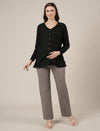 Maternity Stretchy Cotton Wide Leg Trousers-Grey