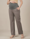 Maternity Stretchy Cotton Wide Leg Trousers-Grey