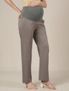 Maternity Stretchy Cotton Wide Leg Trousers-Grey