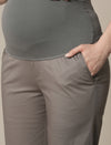 Maternity Stretchy Cotton Wide Leg Trousers-Grey
