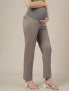 Stretchy Cotton Tapered Fit Maternity Trousers-Grey