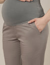 Stretchy Cotton Tapered Fit Maternity Trousers-Grey