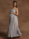 Grey One-Shoulder Maternity Gown