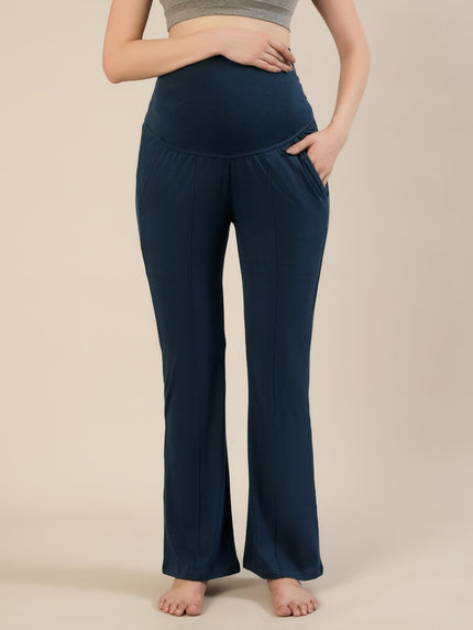 High-rise Bootcut Maternity Pants- Indigo Blue
