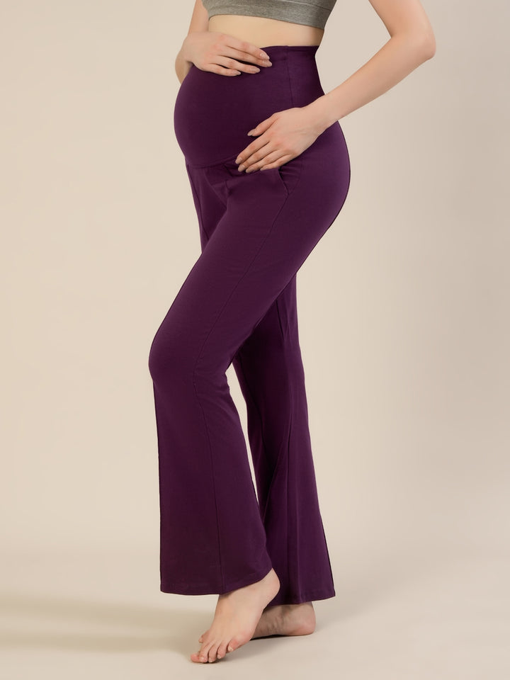 High-rise Bootcut Maternity Pants- Purple