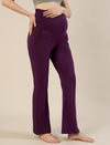 High-rise Bootcut Maternity Pants- Purple