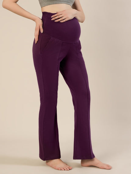 High-rise Bootcut Maternity Pants- Purple