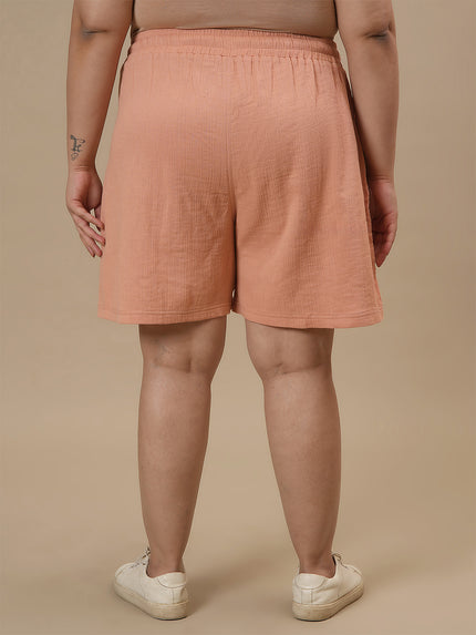 High-Waisted Plus Size Cotton Shorts