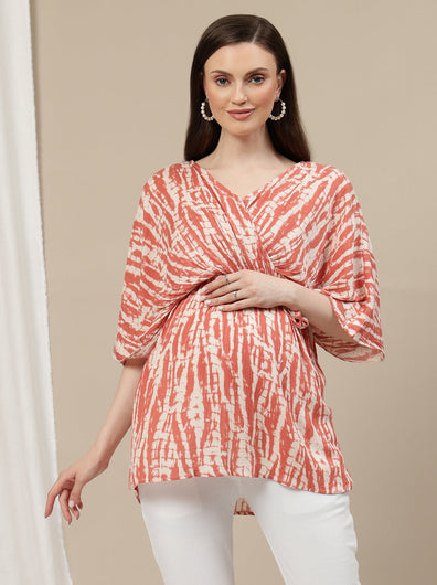 pregnant woman wearing Tie-Dye Kaftan Maternity Top