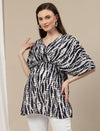 side of pregnant woman wearing blue Tie-Dye Kaftan Maternity Top