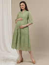 Lace Maternity Shirt Dress- Light Green