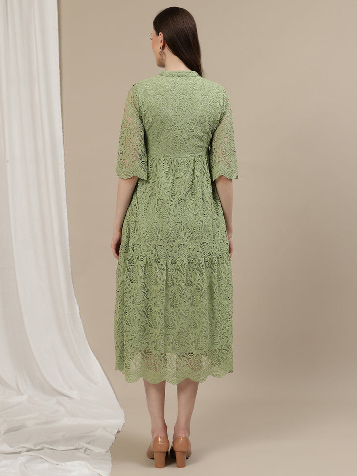 Lace Maternity Shirt Dress- Light Green