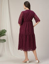 Lace Maternity Shirt Dress- Maroon